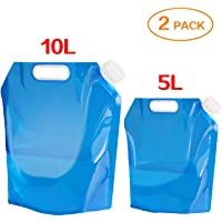 2 bidones de agua plegables de Ariel-Gxr [5 L + 10 L] Depósito de agua para senderismo- camping- picnic- viaje- barbacoa